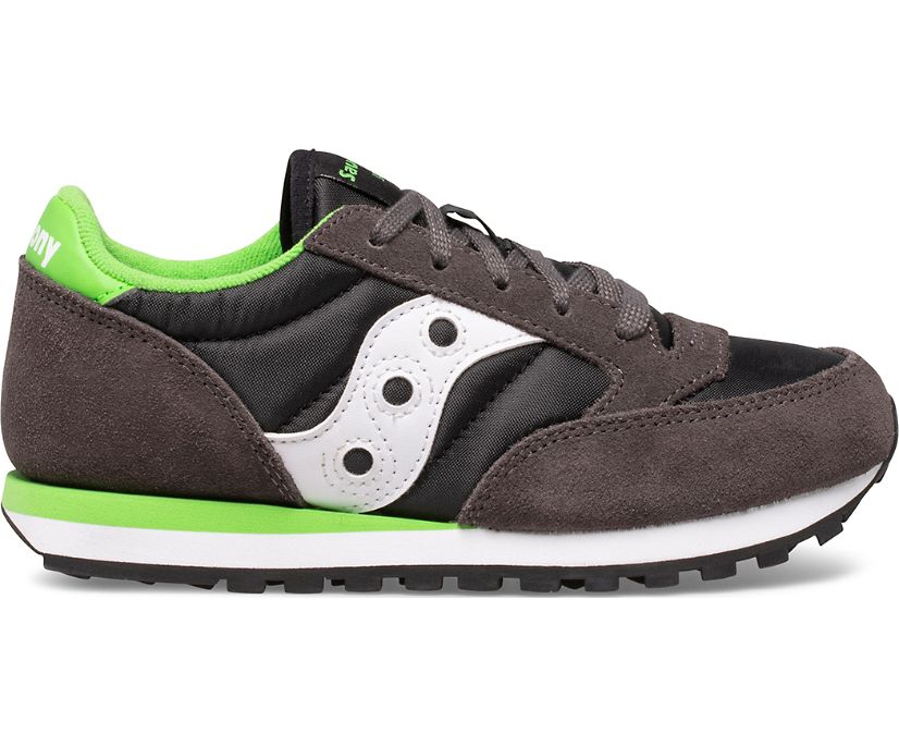 Saucony Jazz Original Kids\' Sneakers Grey / Black / Green | Canada 878ZUTG